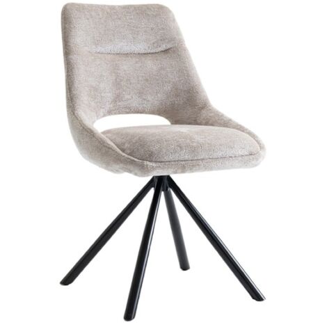 Lot de 2 chaises YUMENA – Tissu beige – Pieds métal – Design épuré – Élégance naturelle et contemporaine