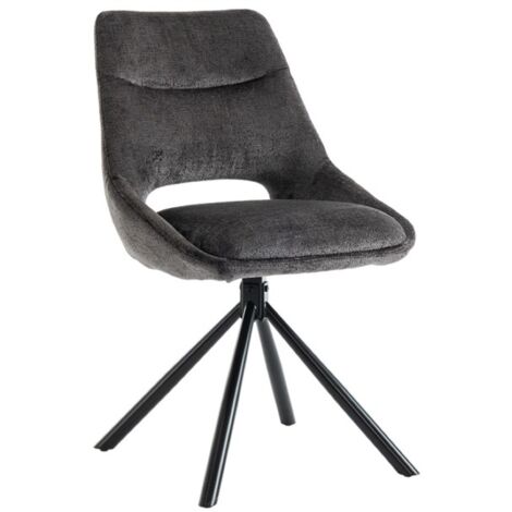 Lot de 2 chaises YUMENA – Tissu gris – Pieds métal – Design compact – Élégance sobre et contemporaine