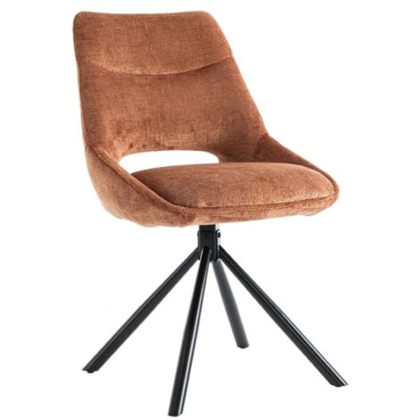 Lot de 2 chaises YUMENA – Tissu rouille – Pieds métal – Design compact – Élégance chaleureuse et moderne