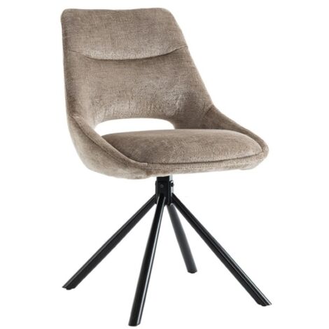 Lot de 2 chaises YUMENA – Tissu taupe – Pieds métal – Design compact – Élégance intemporelle et confortable