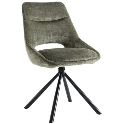 Lot de 2 chaises YUMENA – Tissu vert – Pieds métal – Design compact – Élégance naturelle et robuste