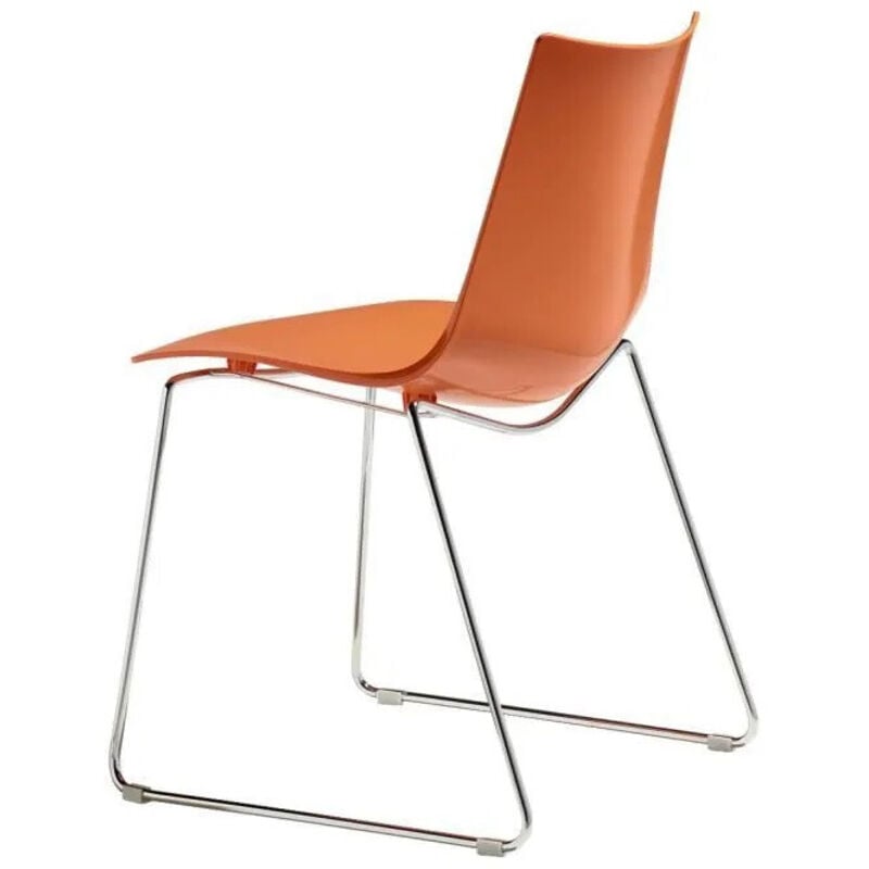 Chaise design, Lot de 2 chaises Zebra avec pied luge par Scab Orange en Plastique Scab Design