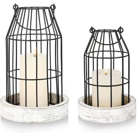 Lot de 2 chandelier pour intérieur ou extérieur - Style rustique - Pour cheminée, cheminée, cheminée, entrée, salon, cuisine, salle à manger,gris