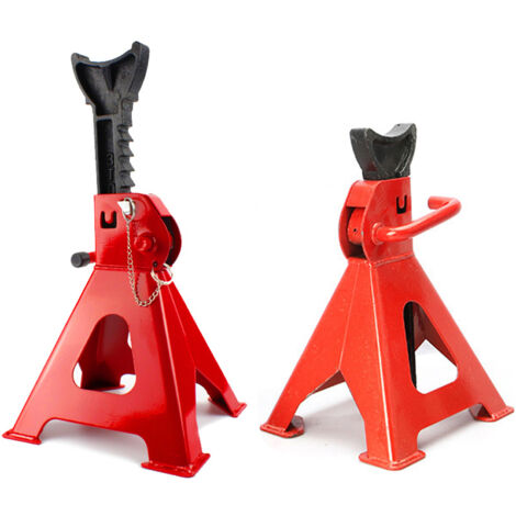 Lot de 2 chandelles en acier avec système de verrouillage et patins de protection – Hauteur de levage : 29,5 à 43 cm / 11,61 à 16,93 pouces – Capacité de 3 tonnes – Pour voitures et quads