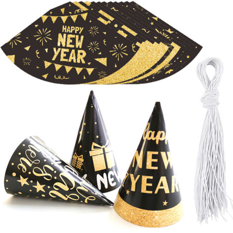 Lot de 2 chapeaux de fête du Nouvel An, en papier, pour le réveillon du Nouvel An
