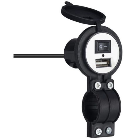 Lot de 2 chargeurs USB universels directs pour moto avec interrupteur, charge rapide 1,5 A, étanches, pour téléphone portable et voiture.