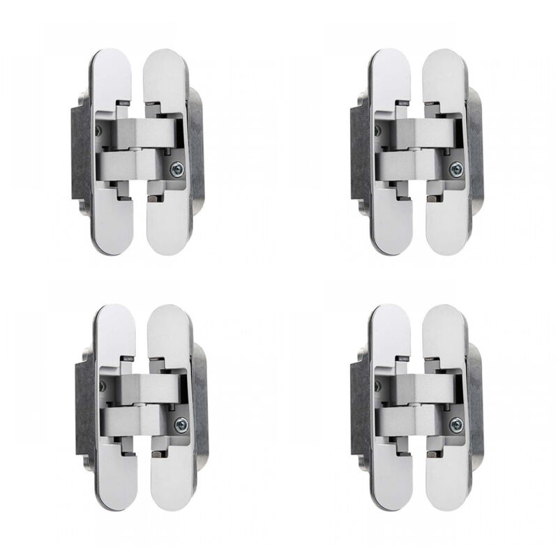 Lot de 4 Charnière invisible pour portes, charnières invisibles pour portes lourdes, charge de 40 kg, ouverture de 180º, zamak