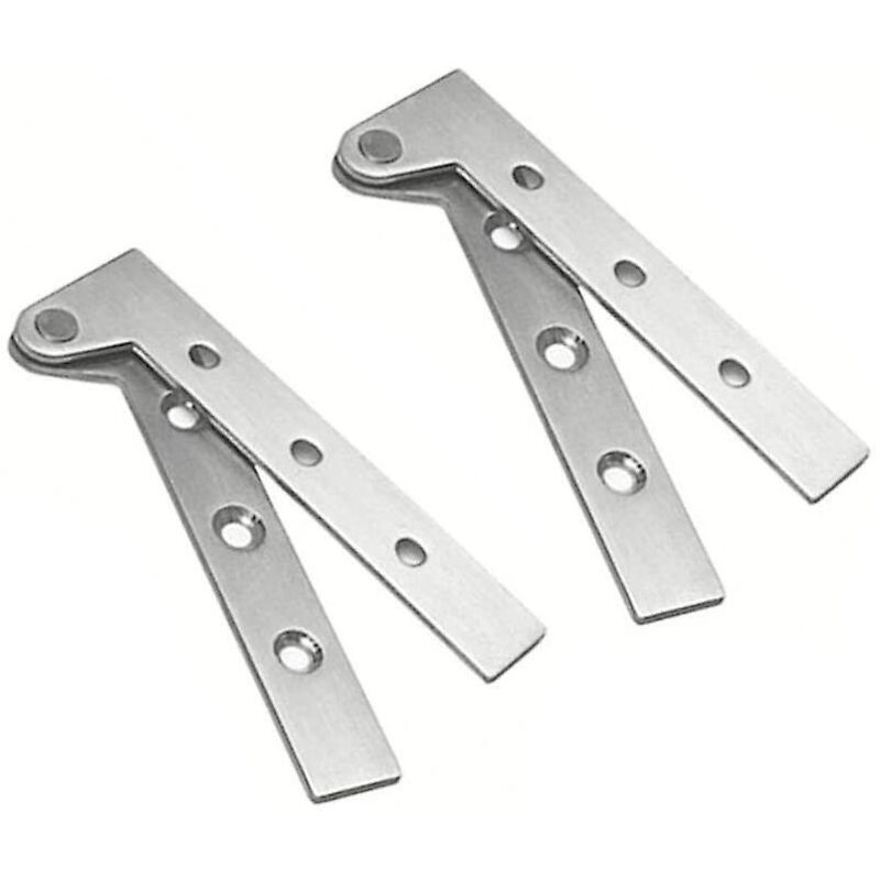 – Lot de 2 charnières à pivot cachées en acier inoxydable – Rotation 360° – Dimensions 100mm x 32mm – Charge maximale élevée – Installation facile