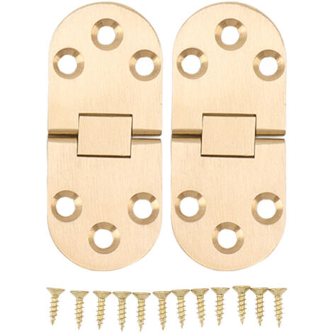 Lot de 2 charnières à rabat pliables en laiton inoxydable à bords arrondis, ouverture à 180°, avec vis, pour table pliante et machine à coudre (2,0 mm / 0,08 po).