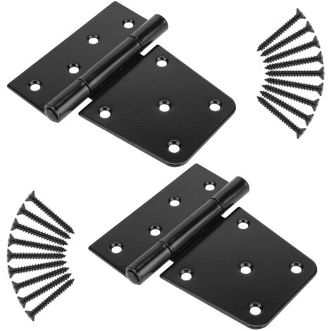 Lot de 2 Charnières de Porte 3,5 pouces en Fer Noir Résistantes à la Rouille  Avec 9 Vis Longues pour Portails de Clôture, Portes de Remise et Portes de Grang