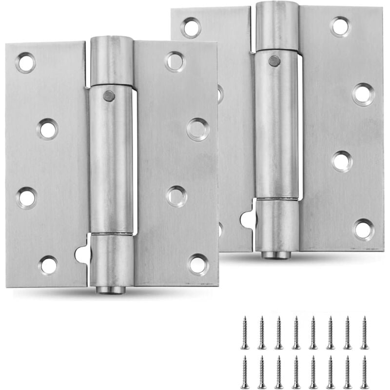 Lot de 2 charnières de porte à fermeture automatique de 100 mm (4 po), en acier inoxydable, à roulement à billes, avec vis