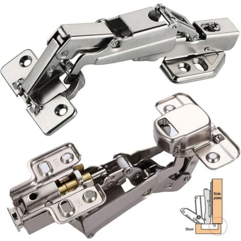 Lot de 2 charnières de porte d'armoire à fermeture amortie à 165 degrés, recouvrement total à droite et incurvées, compatibles avec les armoires de cuisine.