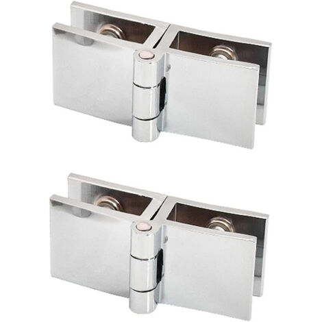 Lot de 2 charnières de porte de bibliothèque en verre , pivot à 180°, clip bilatéral , facile à installer , pince en verre , pratique , charnière de porte d'armoire , meubles de salle de bain