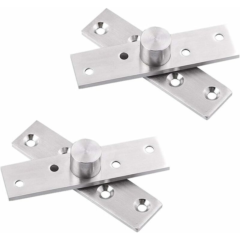 Lot de 2 charnières de porte pivotantes à 360 degrés en acier inoxydable avec vis de fixation 75 x 17 mm