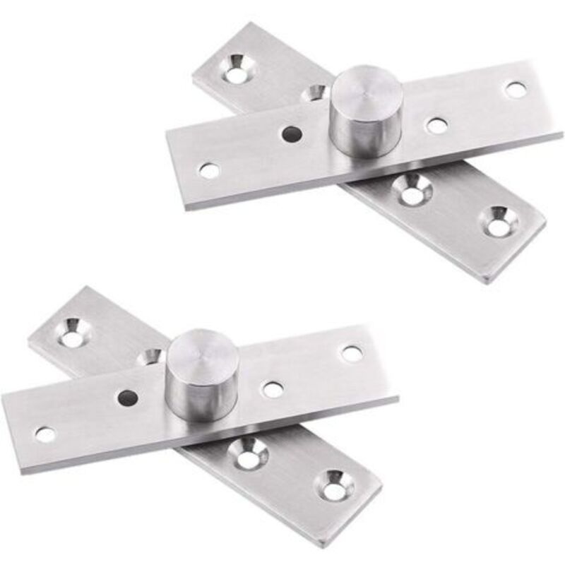 Lot de 2 charnières de porte pivotantes à 360 degrés en acier inoxydable avec vis de fixation 75 x 17 mm