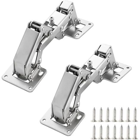 Lot de 2 Charnières de porte pour armoires de cuisine de 170 degrés + 16 vis - Charnières de porte grand angle - Pas de fente requise - Facile à installer