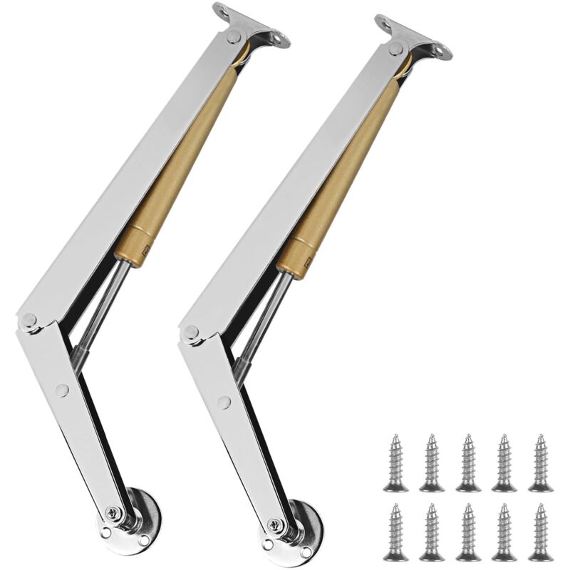 Lot de 2 charnières de support de couvercle 100 N/PC, angle réglable, charnières robustes à ressort à gaz pour boîte en bois, armoire murale, argent,