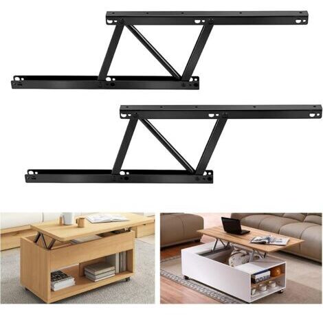 Lot de 2 charnières de table basse pliables,Matériel de table basse,Charnière de table relevable,Mécanisme de table pliable,Noir