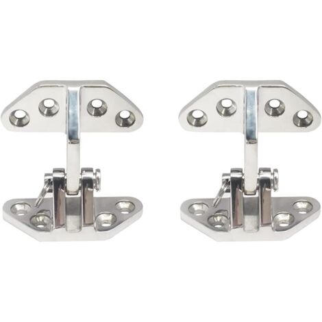 Lot de 2 charnières de trappe longue portée, charnières robustes en acier inoxydable de qualité marine avec goupille amovible pour bateau, camping-car, matériel de yacht, charnière de trappe