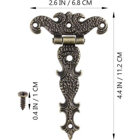 Lot de 2 charnières décoratives en alliage de zinc et en forme de T pour porte de placard