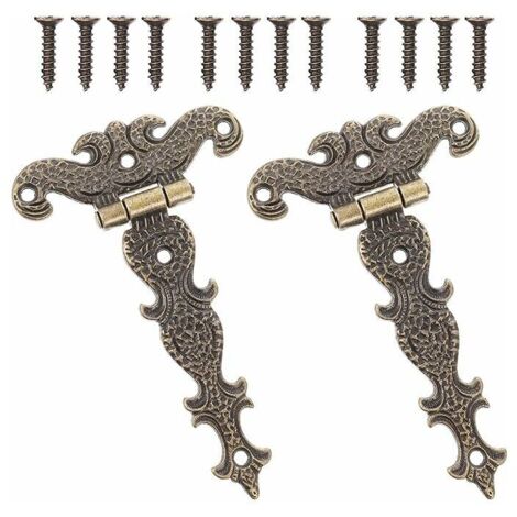 Lot de 2 charnières décoratives en alliage de zinc et en forme de T pour porte de placard