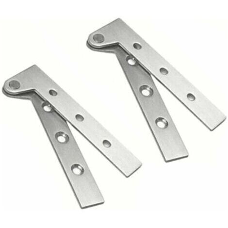Lot de 2 charnières pivotantes dissimulées en acier inoxydable, rotation à 360 degrés, charnières à couteau décalées de 4 pouces, charnière pivotante dissimulée, argent brossé,