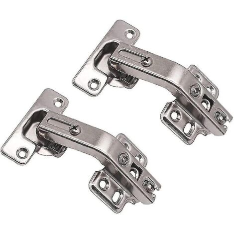 Lot de 2 charnières pliantes à angle de 135° pour portes de placard de cuisine et salle de bain, deux trous, en fer nickelé, porte-bonheur