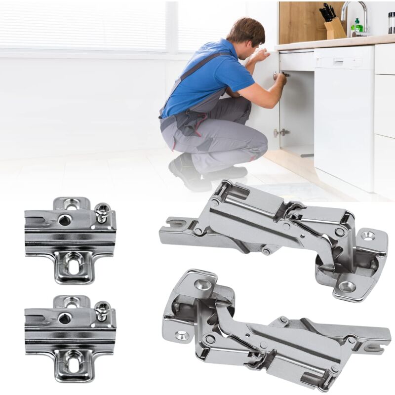 Lot de 2 charnières pour meuble de porte d'égouttoir à 180 ° (réelles 165 °), tasse 35 mm – BASETTE INCLUSES
