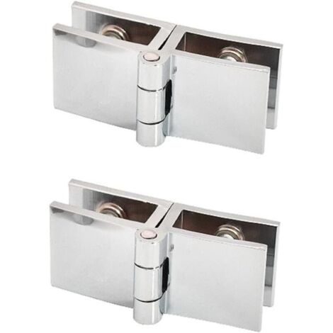Lot de 2 charnières pour portes vitrées de bibliothèque, pivot à 180°, fixation double face, installation facile, pour portes de placards et meubles de salle de bain