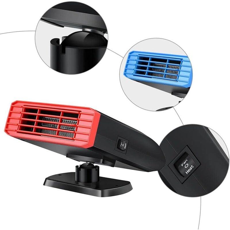 Lot de 2 Chauffage de voiture 24 v, ventilateur de chauffage de voiture, chauffage de voiture, ventilateur de dégivrage et de désembuage de voiture