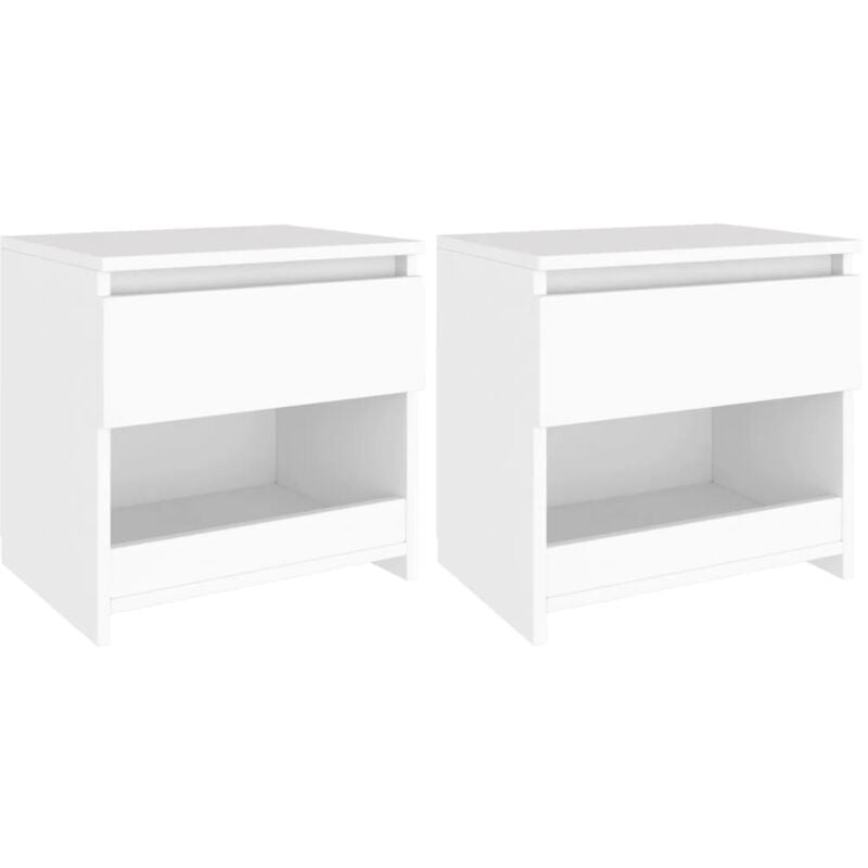 Lot de 2 Chevets Commodes de nuit - Tables d'appoint - Blanc 40x30x39 cm Aggloméré Chic-944799