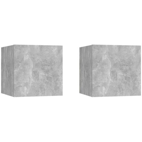 Lot de 2 Chevets Commodes de nuit - Tables d'appoint - Gris béton 30,5x30x30 cm Aggloméré Chic-665169