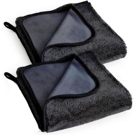Lot de 2 Chiffons Microfibre Super Absorbants (40x40 cm) - Ultra-Doux et sans Peluches - Idéal Salle de Bain, Cuisine & Voiture - Gris Foncé - Nettoyage Éclatant sans Rayures