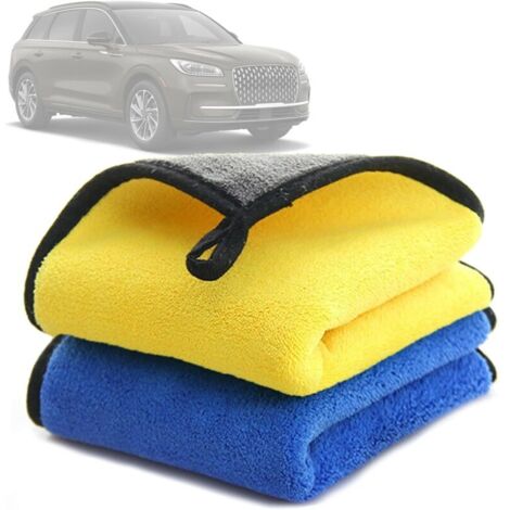 Lot de 2 Chiffons Microfibre Voiture Ultra-Absorbants 500 GSM – Idéal pour Le Nettoyage, Le Lavage et Le Séchage de la Voiture, Moto et Maison – sans Trace, Doux et Réutilisable, 30 x 40 cm