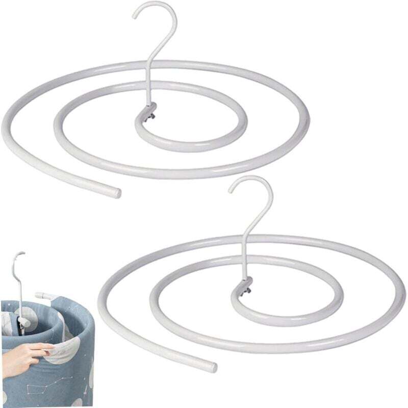 Lot de 2 cintres en spirale pour draps, rangement peu encombrant, cintres amovibles en fer épais pour couvertures, étendoir à linge, cintres pour