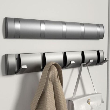 Lot de 2 cintres muraux en métal avec 5 crochets pliables en aluminium