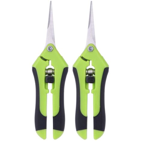 Lot de 2 ciseaux pour élaguer des ciseaux à élaguer manuel en acier inoxydable professionnel (Vert)
