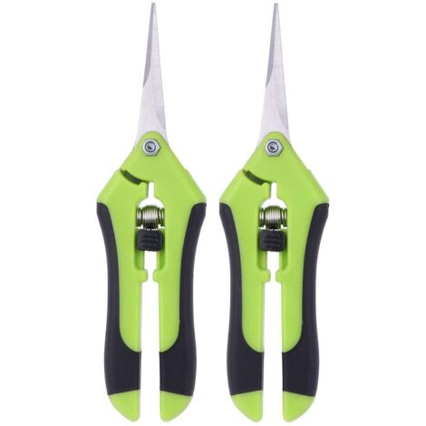 Lot de 2 ciseaux pour élaguer des ciseaux à élaguer manuel en acier inoxydable professionnel (Vert)