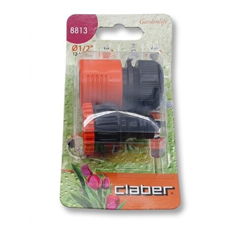 Lot de 2 - CLABER - Raccords d'arrosage - Gardenlife 8813 - Ø 1/2" 12-15 mm - Filetage 20-27 mm - Système Quick-Click - Kit complet prêt à l'emploi - Made in Italy - Voir photos pour détails