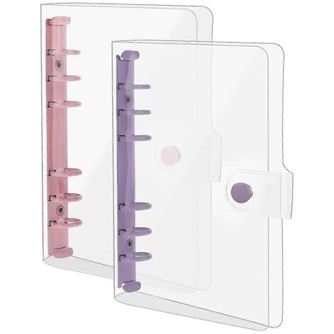 Lot de 2 classeurs à anneaux A6 en PVC souple, transparents, pour budget et agenda.