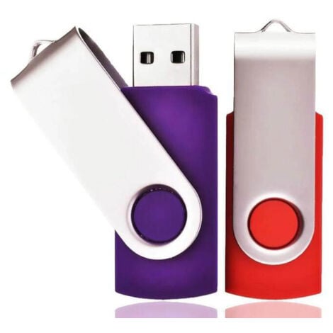 Lot de 2 Clé USB 32 Go USB 2.0 Mémoire Flash Drive Clef USB Pivotantes avec Cordes Bon Cadeau pour Enfant Parents et Amis (32G, Rouge/Violet),AAFGVC