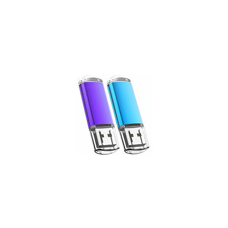 Lot de 2 Cle USB 64 Go Cléf USB 2.0 Flash Drive Stockage Disque Mémoire Stick avec Cordes (Bleu/Violet 64GB)