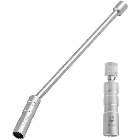 Lot de 2 clés à bougie d'allumage 14 mm 16 Bougies 12 pans 3/8" Clé douille magnétique rotative 360° Bougie Outil Douille pour Réparation -