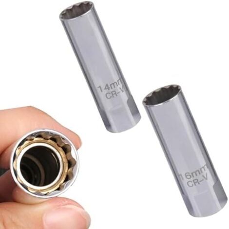 Lot de 2 clés à bougie d'allumage - Bougies Clé 16 mm 14 Pour réparation automobile moto 3/8,