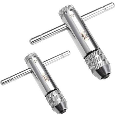 Lot de 2 clés à cliquet, clé à cliquet réglable avec poignée en T, porte-taraud M3-M8/M5-M12, accessoires de taraudage manuel