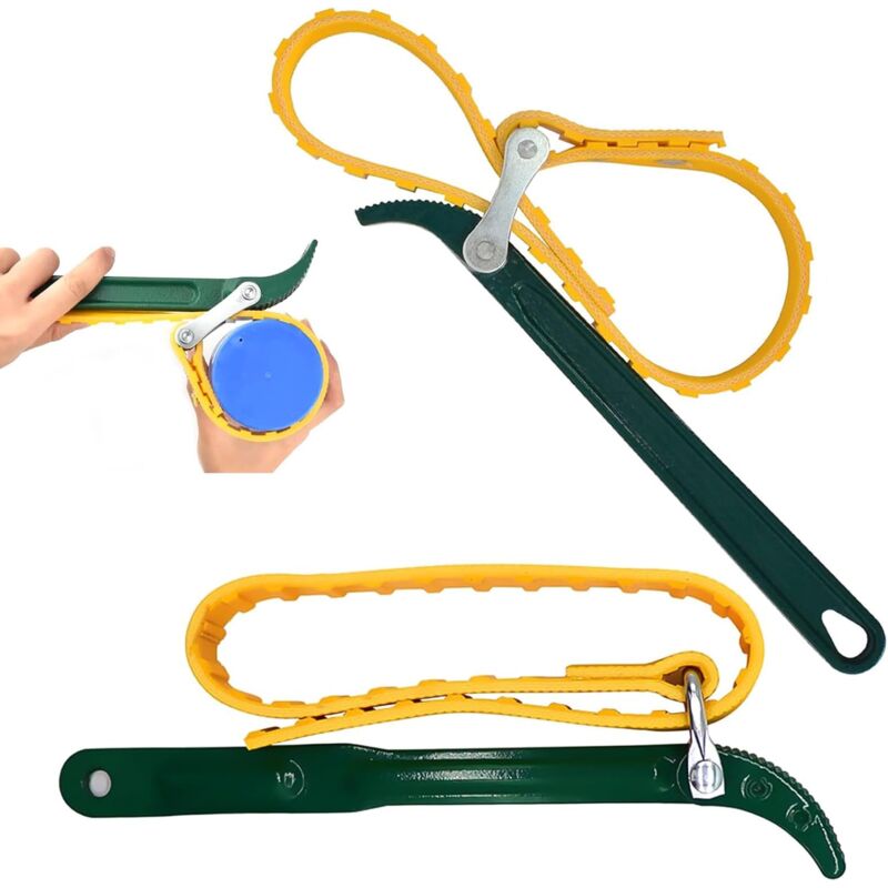 Lot de 2 clés à sangle antidérapantes pour filtre à huile, clé à sangle réglable, sangle pour filtre à huile, sangle pour filtre à huile pour