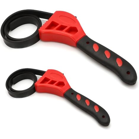 Lot de 2 clés à sangle pour filtre à huile, clé à sangle, clé à courroie réglable, clé universelle pour filtre à huile de voiture
