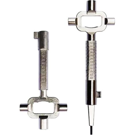 Lot de 2 clés d'armoires électriques - Clé de construction - Clé d'architecte - Outil d'ouverture de porte - Clé de construction universelle - Clé de construction multifonction