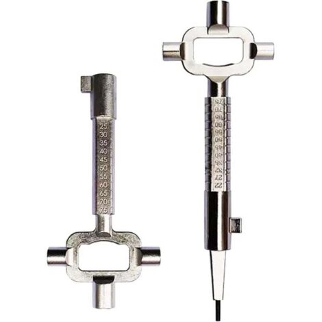 Lot de 2 clés d'armoires électriques - Clé de construction - Clé d'architecte - Outil d'ouverture de porte - Clé de construction universelle - Clé de construction multifonction