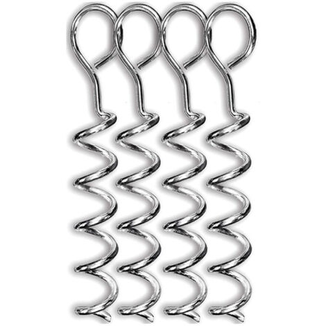 Lot de 2 clous de sol pour camping - Accessoires de camping - En métal - Pour attacher la laisse - Poteau en spirale - Tente résistante - Ancre en spirale - En fer - Ancre pour chien